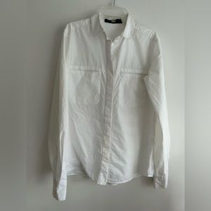 Stella McCartney button down long sleeve white shirt with pockets.  Size small